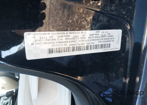 2011 Volkswagen Jetta 2.5L Se from USA, damaged, VIN 3VWDZ7AJ8BM325791